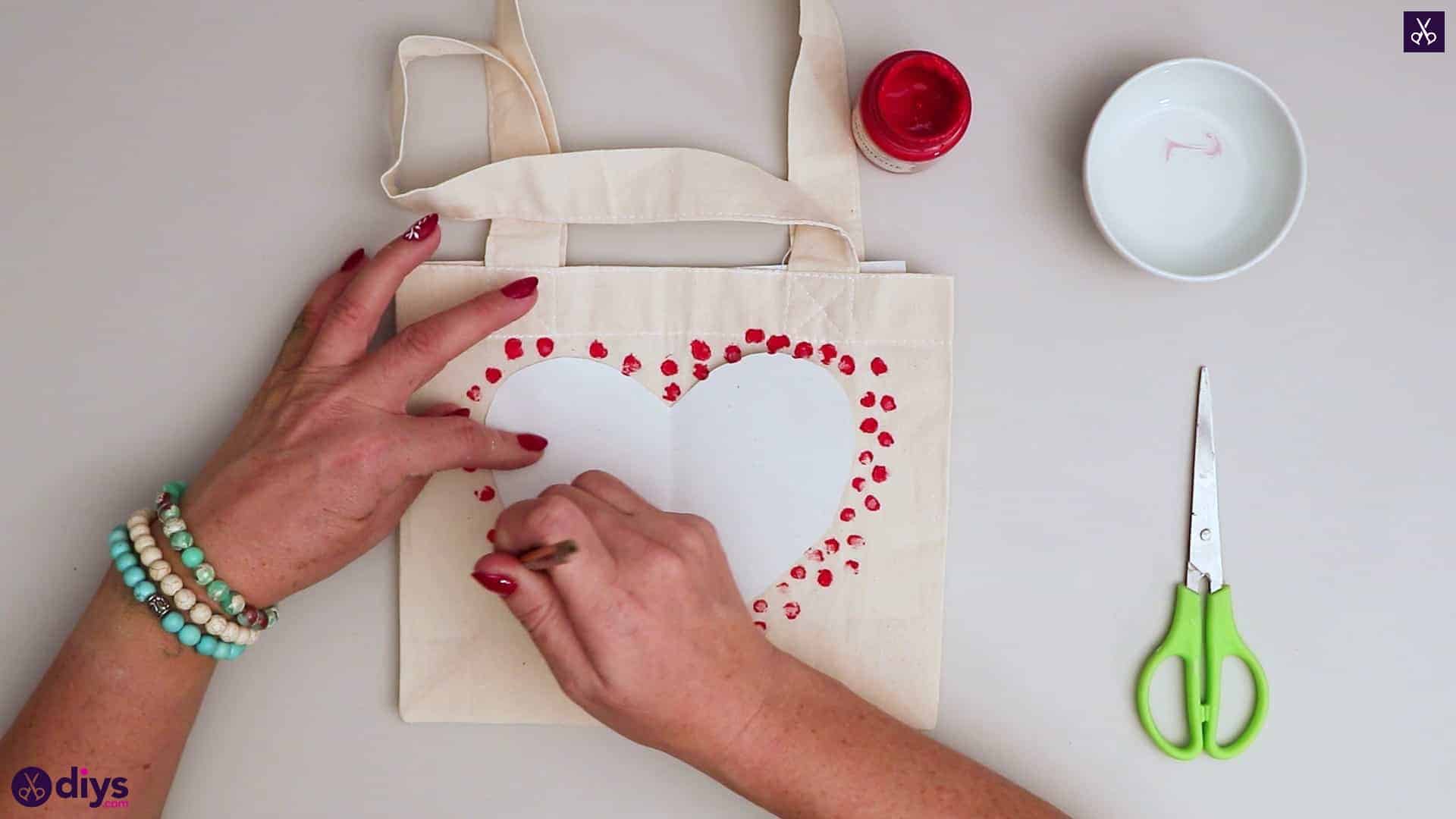 Diy heart tote bag red for valentines