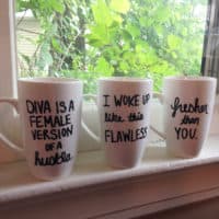 Diy bachelorette party quote mugs