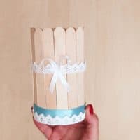 Elegant popsicle stick covered tin container