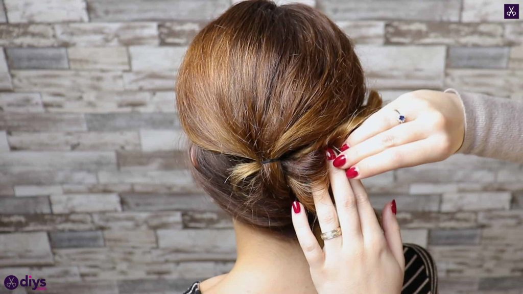 Elegant and easy wedding bun hairstyle for guests step 3a