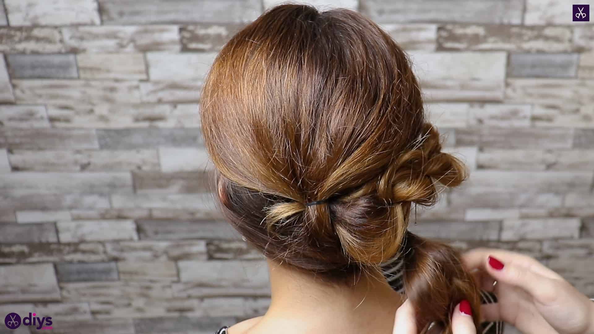 Elegant and easy wedding bun hairstyle for guests step 3b