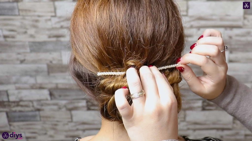 Elegant and easy wedding bun hairstyle for guests step 4b