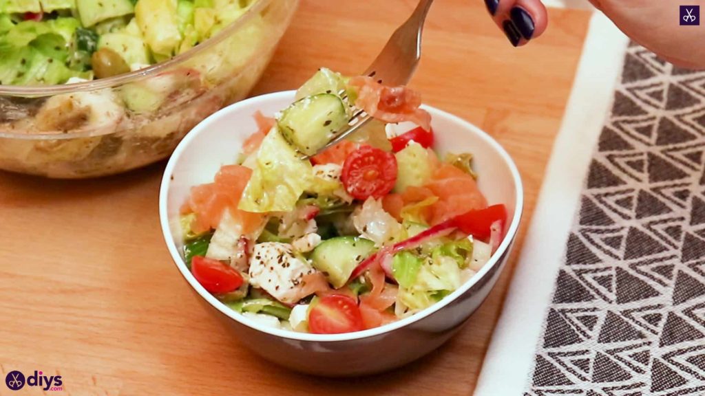 Greek style salmon salad serve