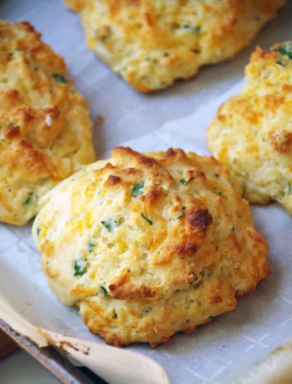 Homemade cheddar and chive buttermilk biscuits