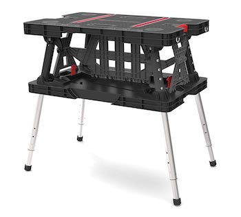 Keter folding compact adjustable workbench sawhorse