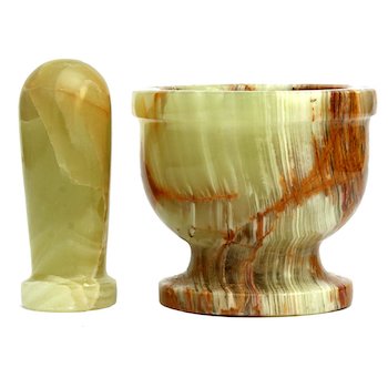 Multi green onyx mortar & pestle