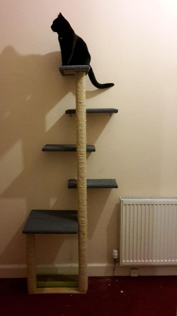 Multi-level cat tree with fabric and jute rope