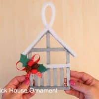 Popsicle stick house ornament