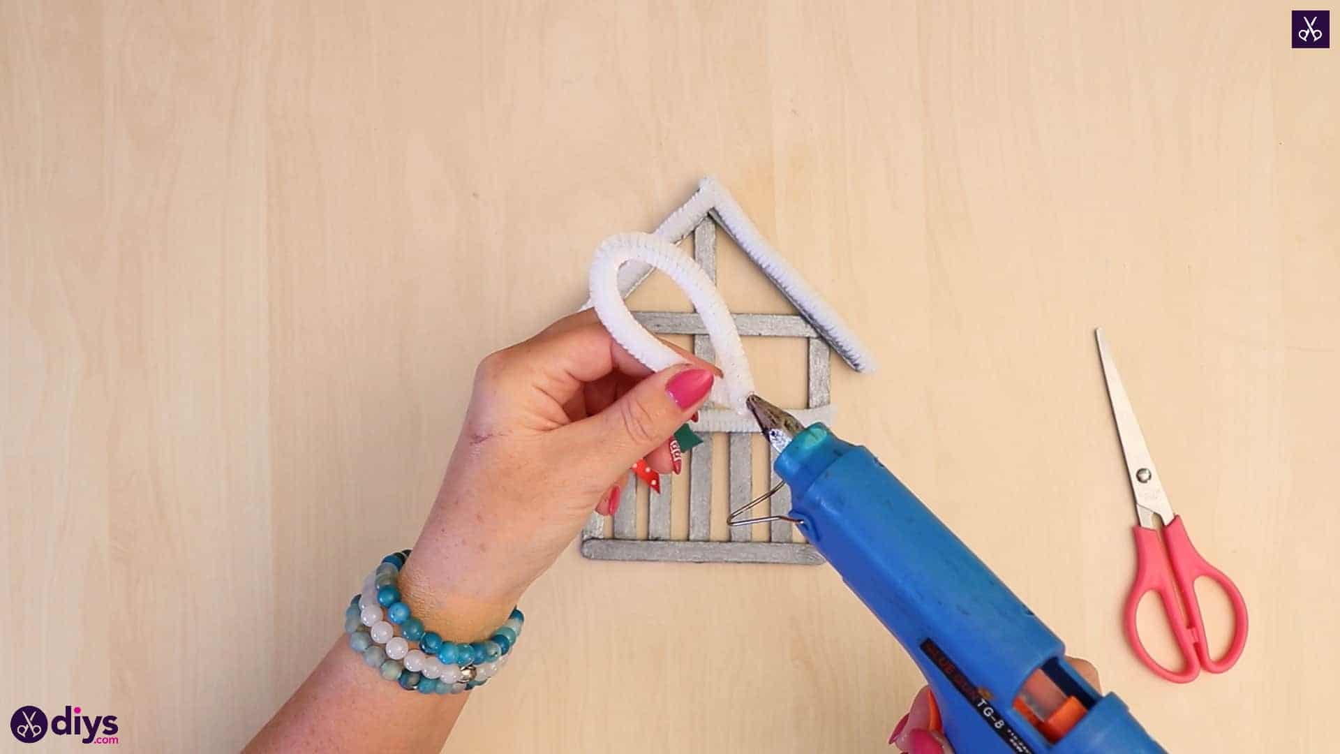 Popsicle stick house ornament diy easy