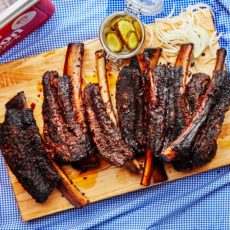 Smoked beef ribs with salt and pepper