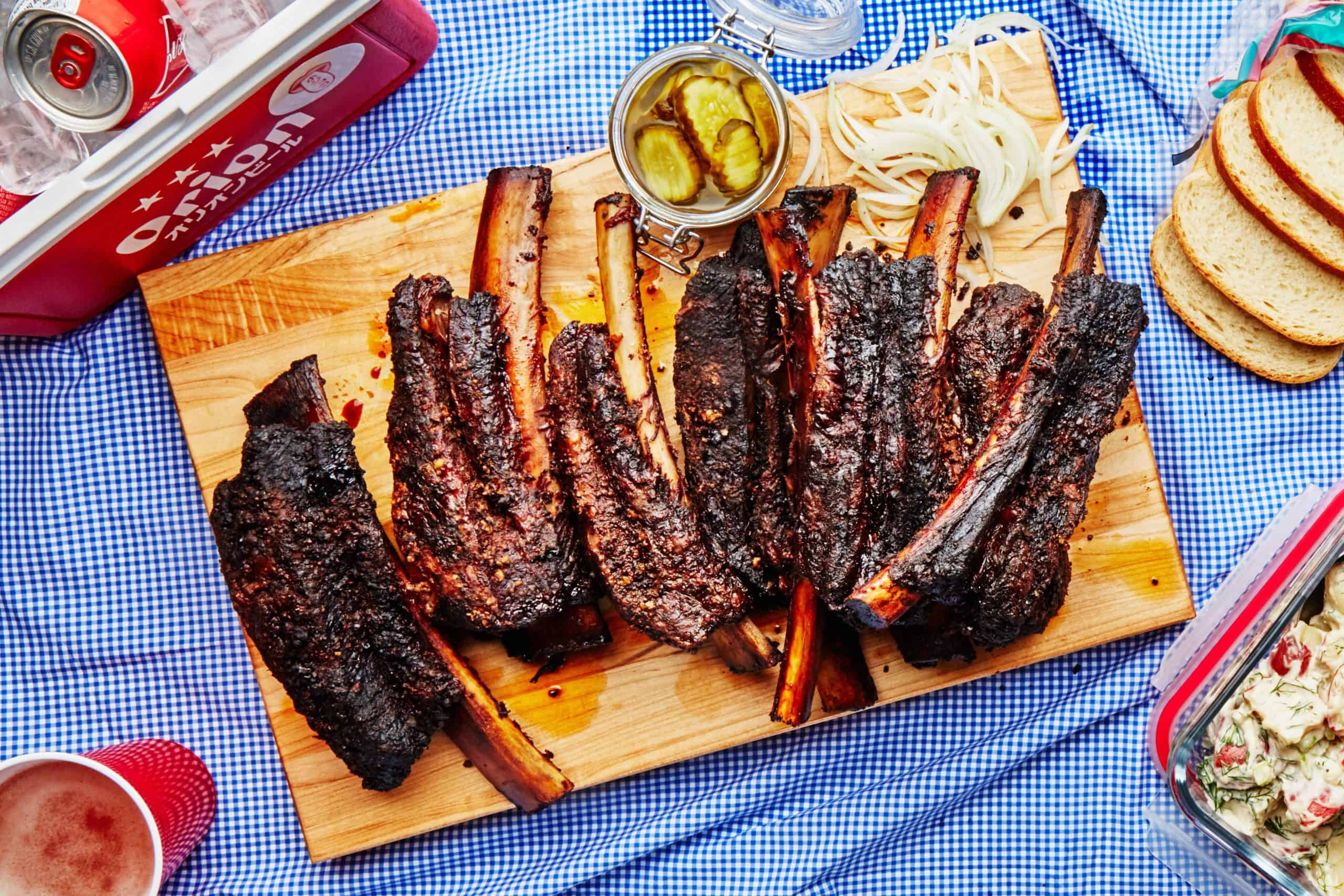 Smoked beef ribs with salt and pepper