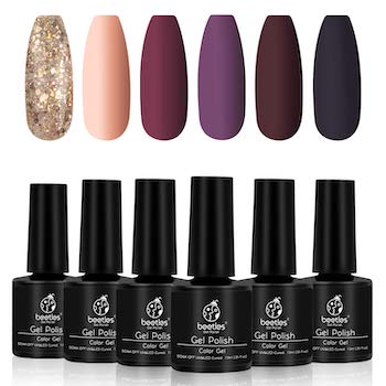 Beetles fall gold glitter gel nail polish set