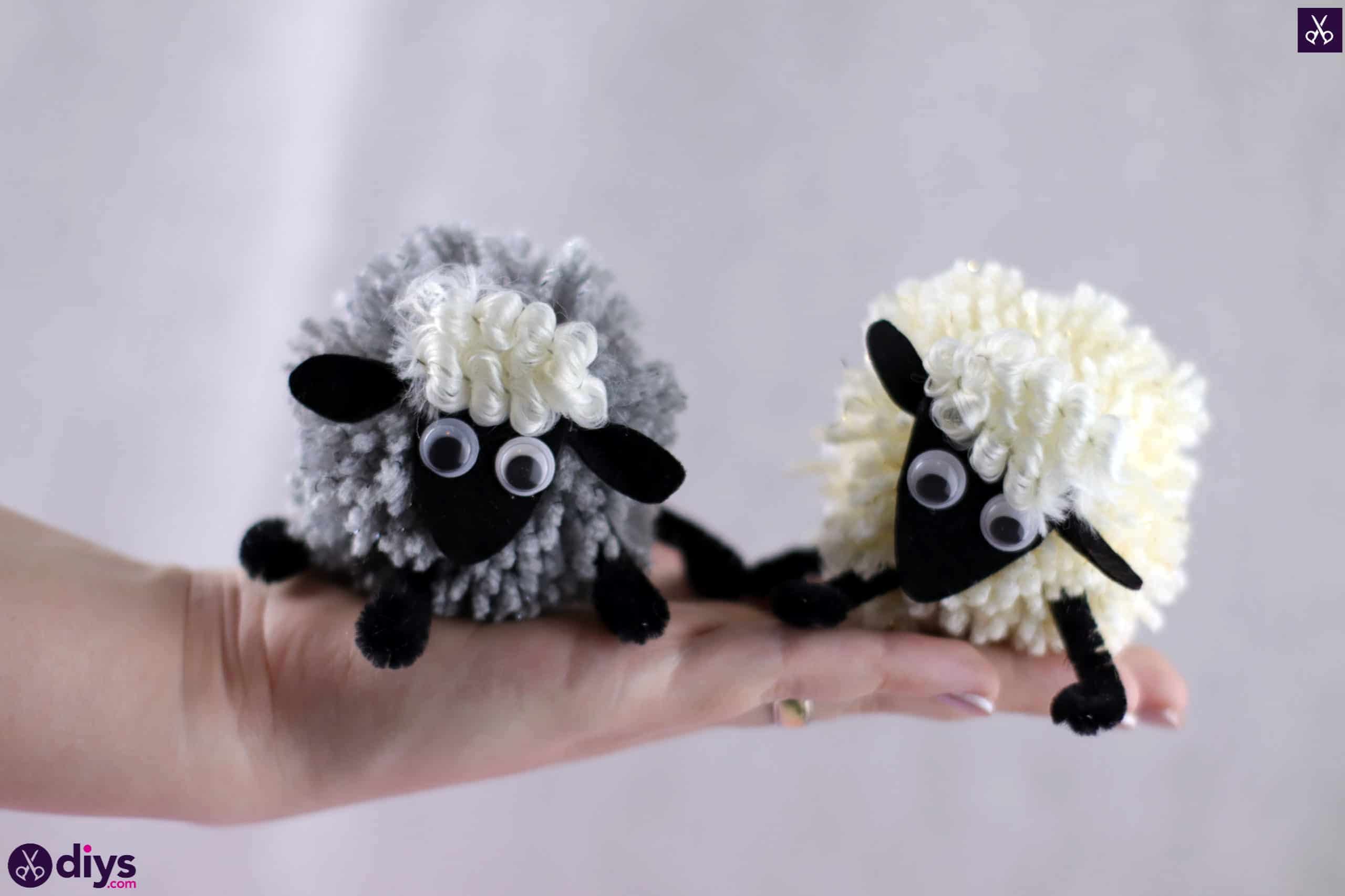 Diy funny pom pom sheep for kids and school