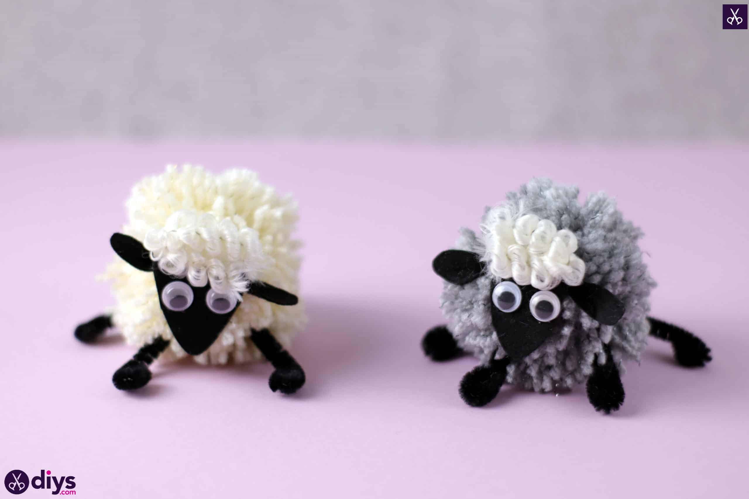 Diy funny pom pom sheep for kids craft