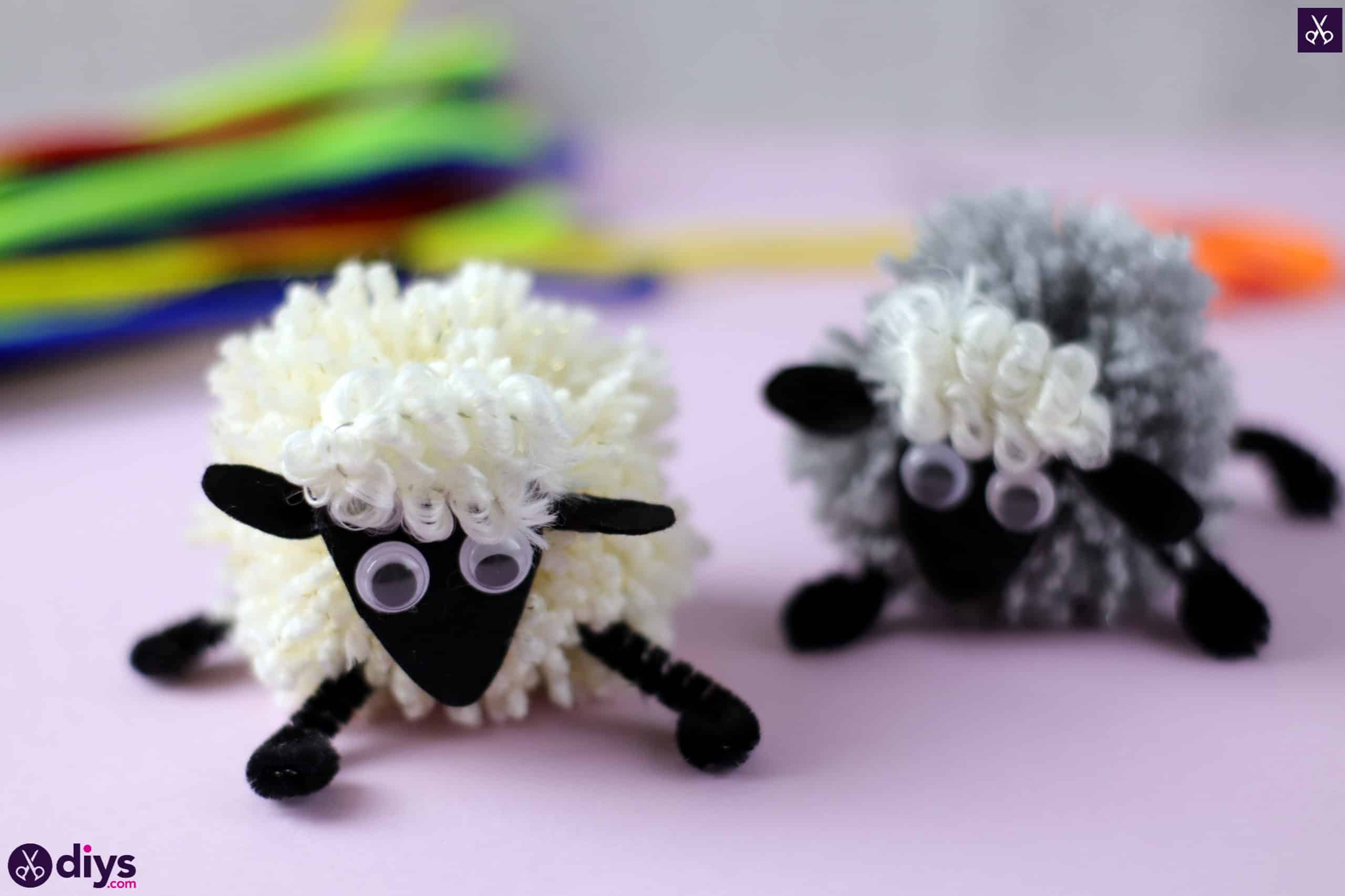 Diy funny pom pom sheep for kids