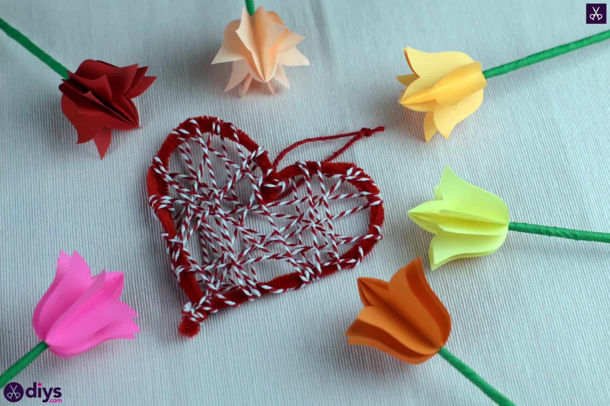 Diy hanging heart wall decor yarn