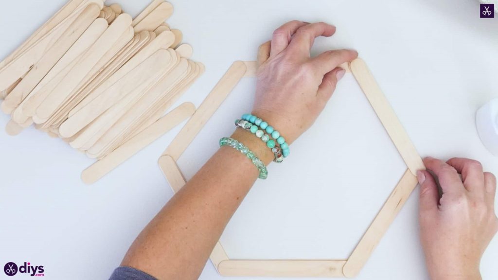 Diy popsicle stick hexagon shelf step 2d