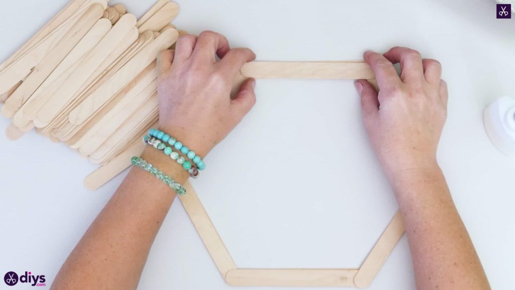 Diy popsicle stick hexagon shelf step 2e