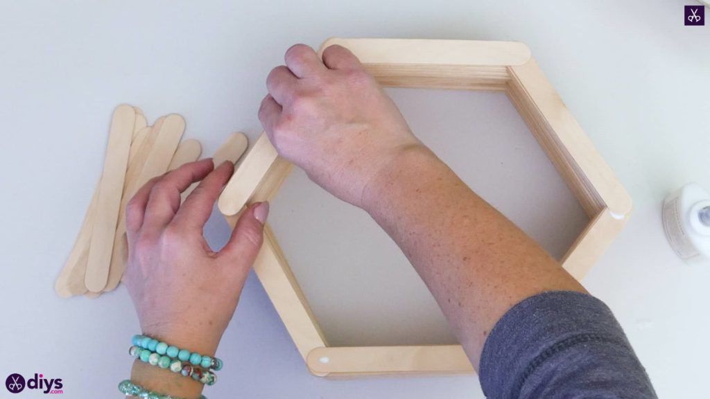 Diy popsicle stick hexagon shelf step 3c