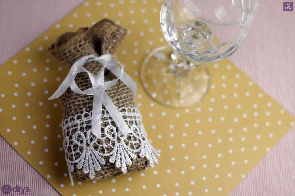 Diy rustic wedding favour bag table accent