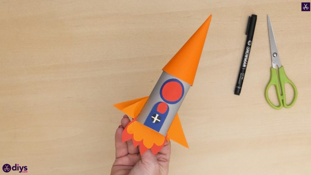 Diy toilet paper roll rocket colorful craft