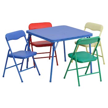 Flash furniture kids colorful 5 piece folding table and chair set