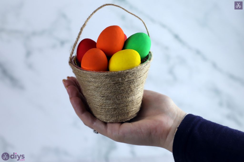 Mini jute wrapped basket for easter
