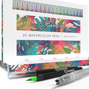 Watercolor brush pens by genuine crafts