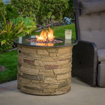 Christopher knight home 296658 rogers round stone fire pit table
