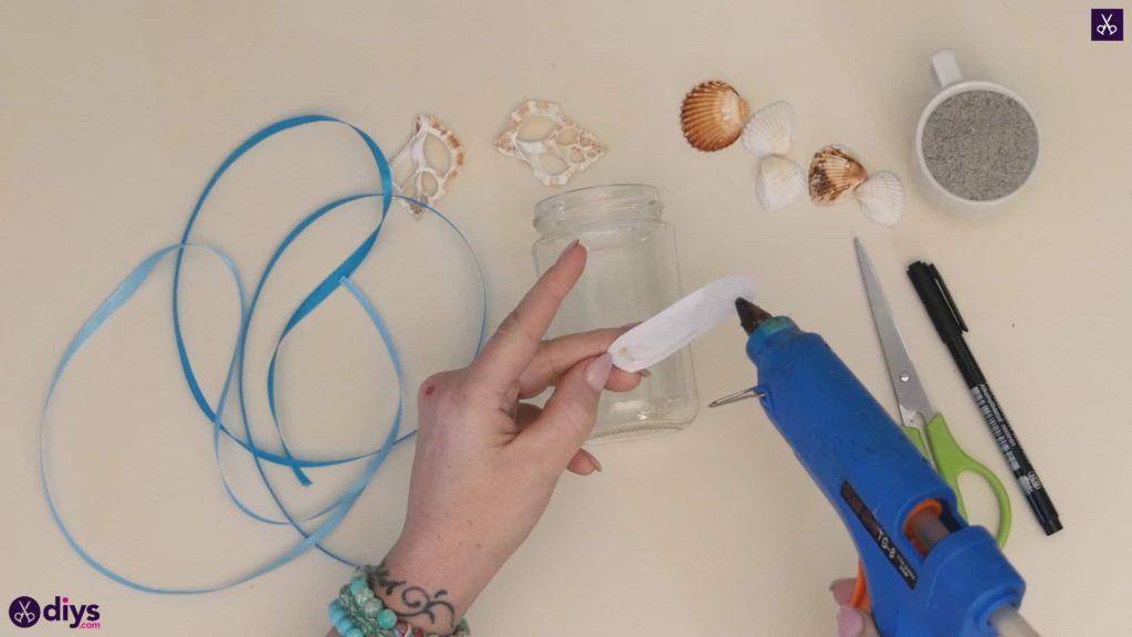 Diy beach inspired mason jar decor step 1a