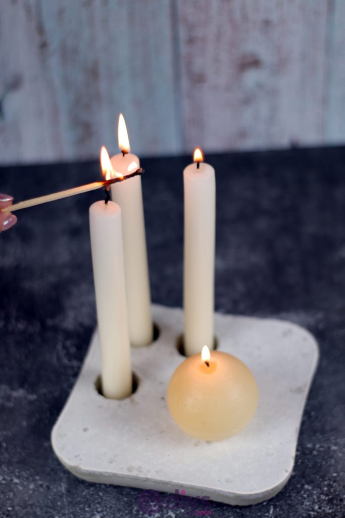 Diy concrete candle holder plate beautifu