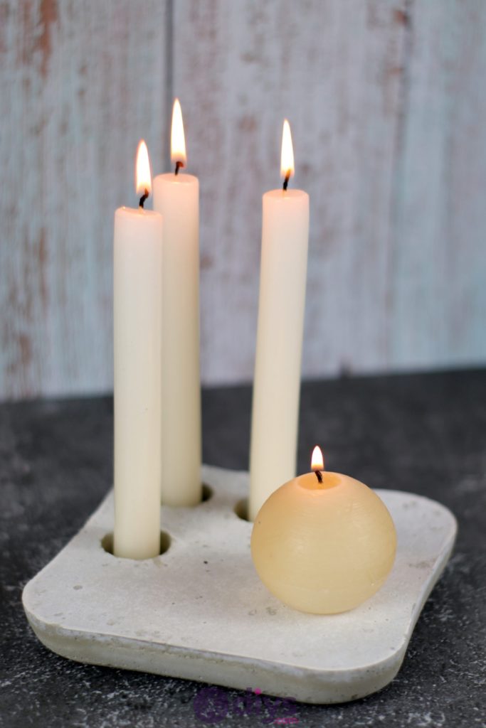 Diy concrete candle holder plate decor