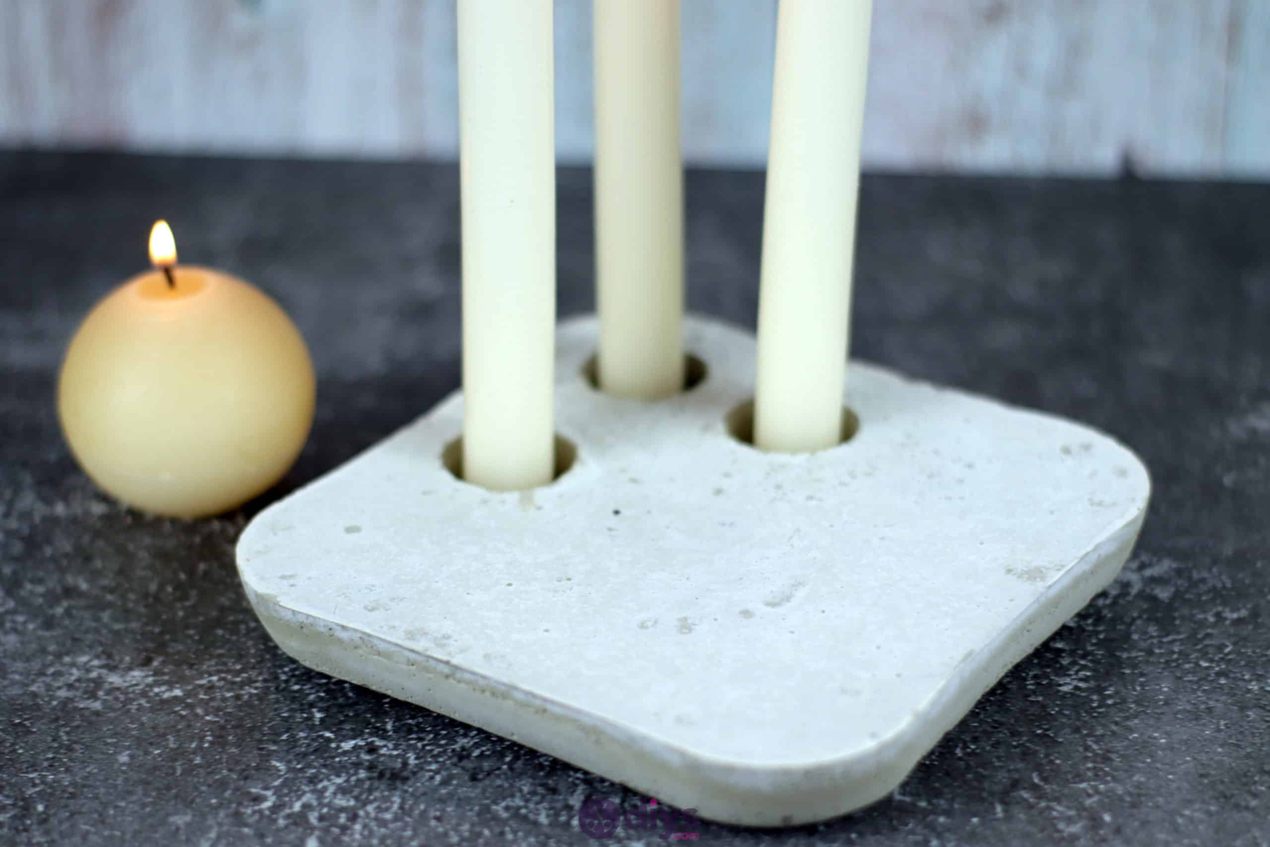 Diy concrete candle holder plate minimalist