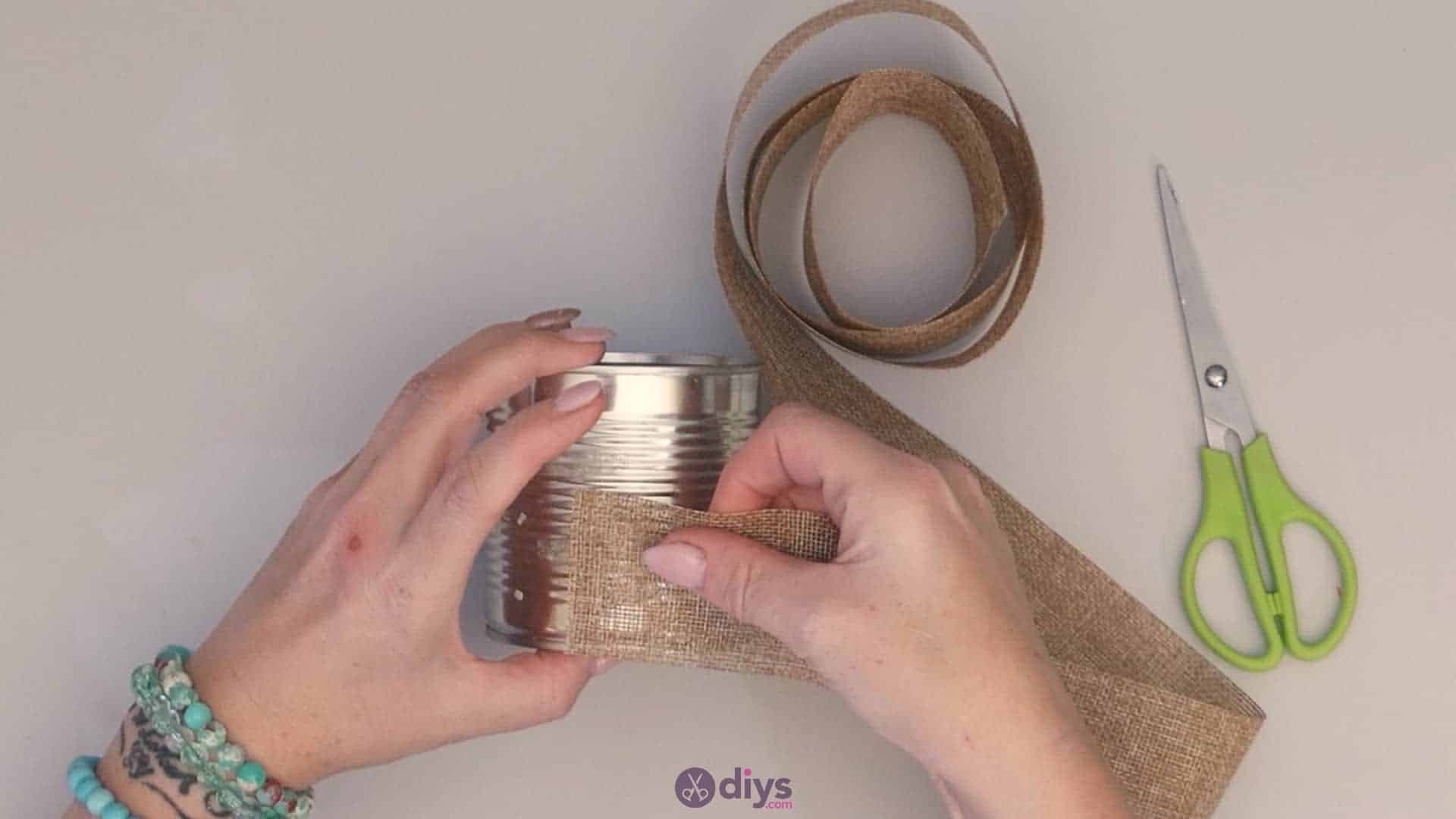 Diy rustic tin can container wrapp