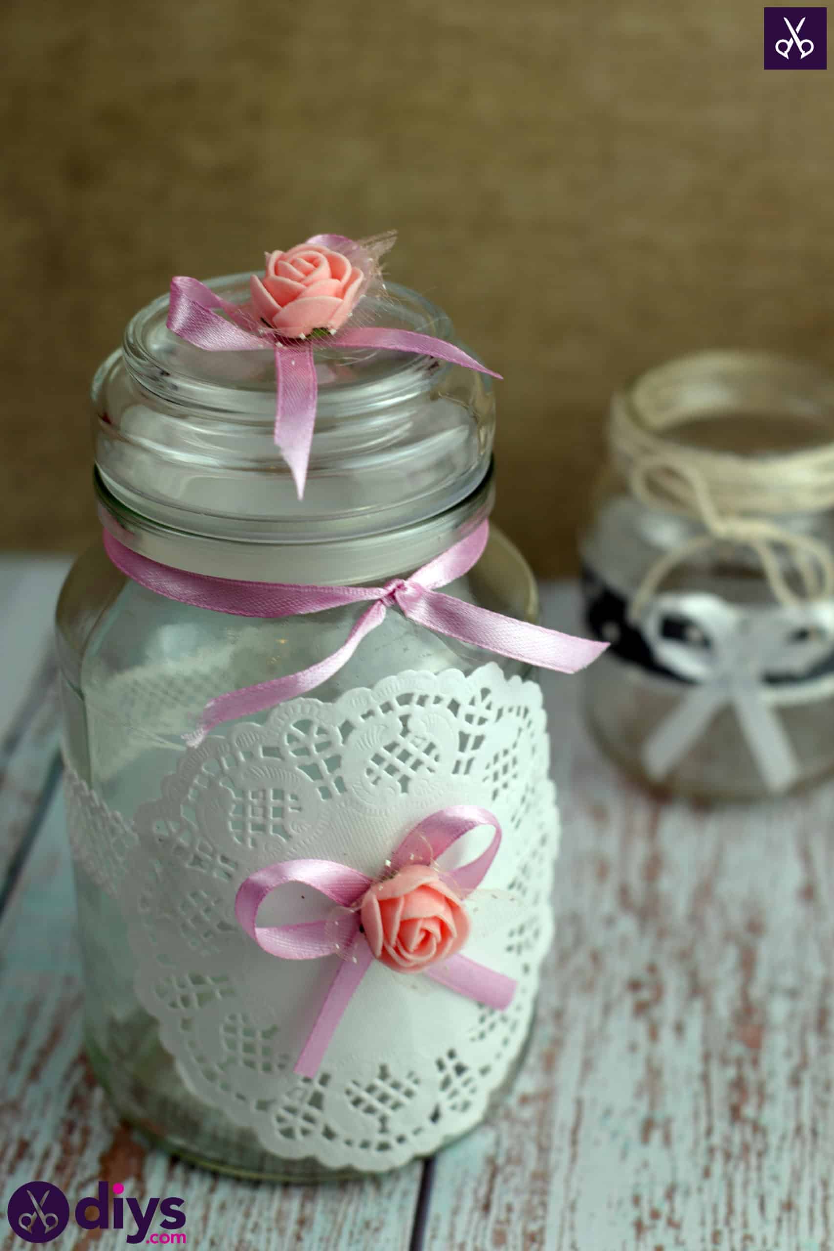 Mason jar centrepiece for weddings ribbon