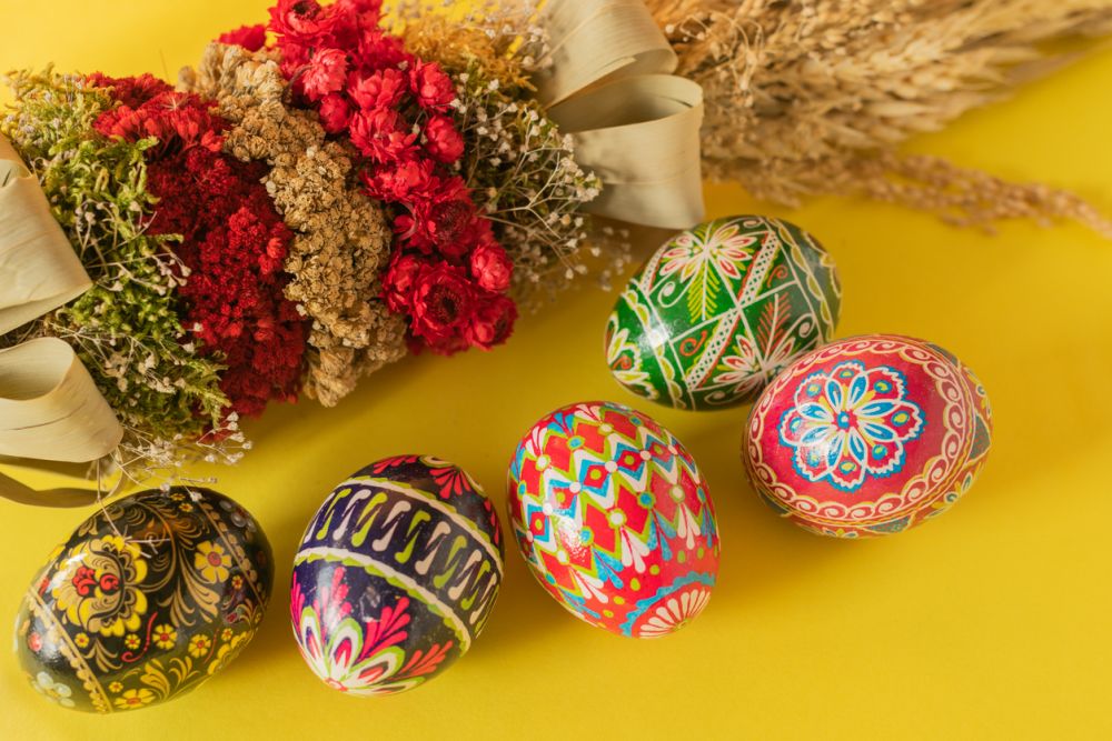Traditional motif easter eggs