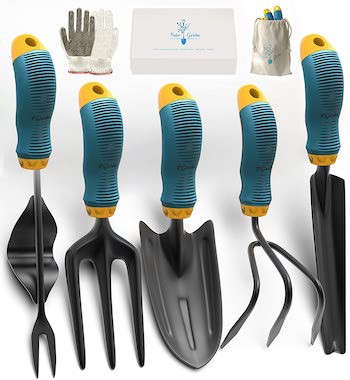 Alloy steel garden tool set with rubber non slip handle