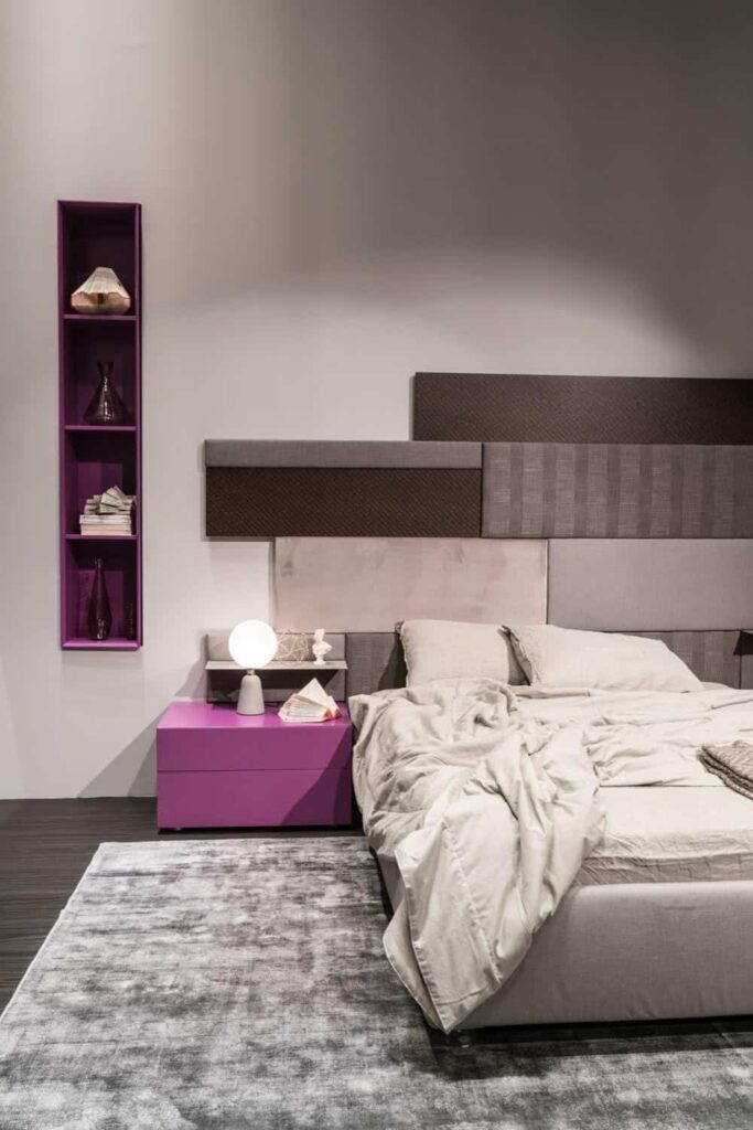 Pink modern nighstands and wall storage