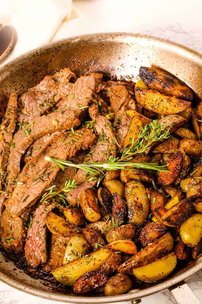 Skillet steak and potatoes