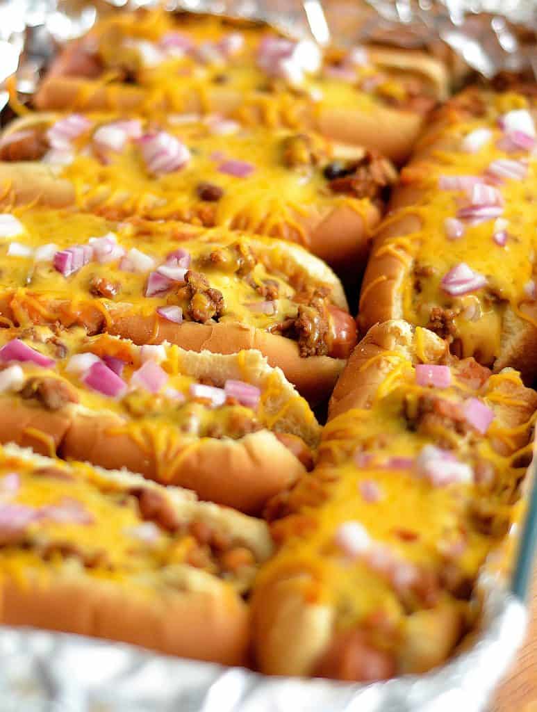 Baked chili dogs