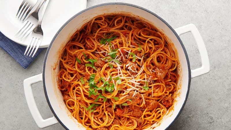 One pot creamy spaghetti