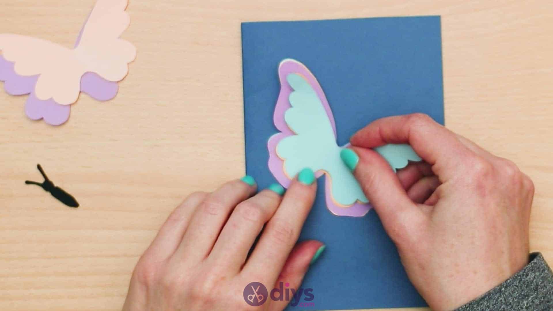 3d paper butterfly card step 7b