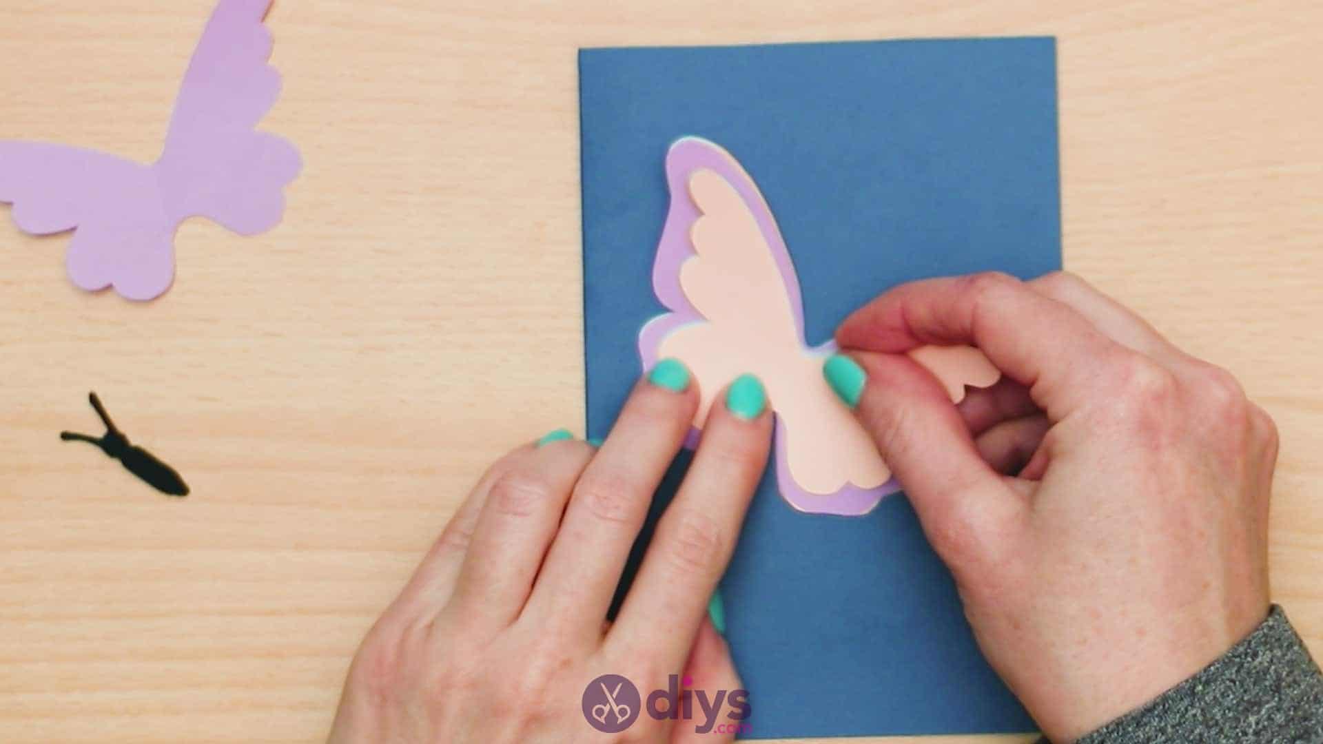 3d paper butterfly card step 7e