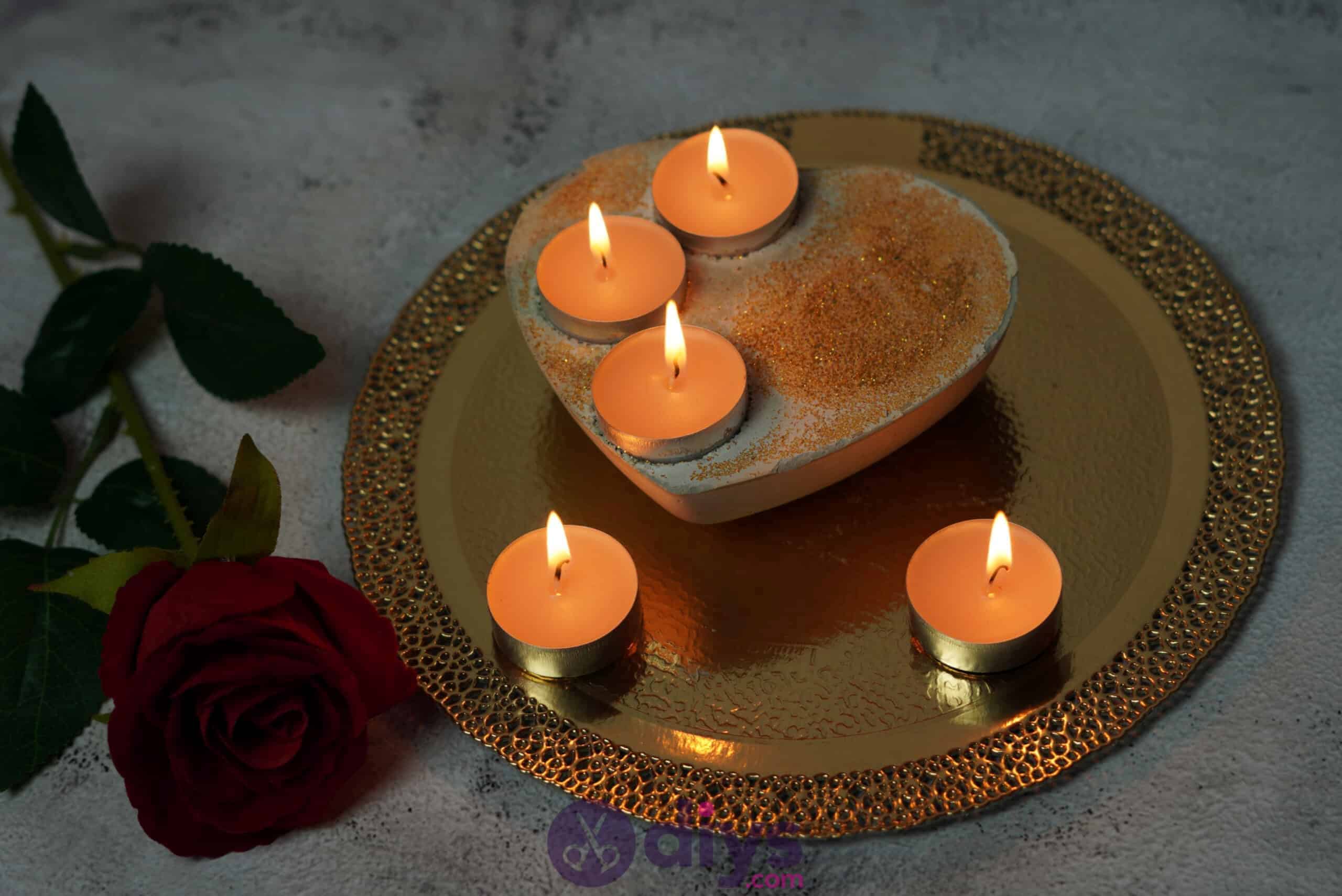 Diy concrete heart candle holder plate