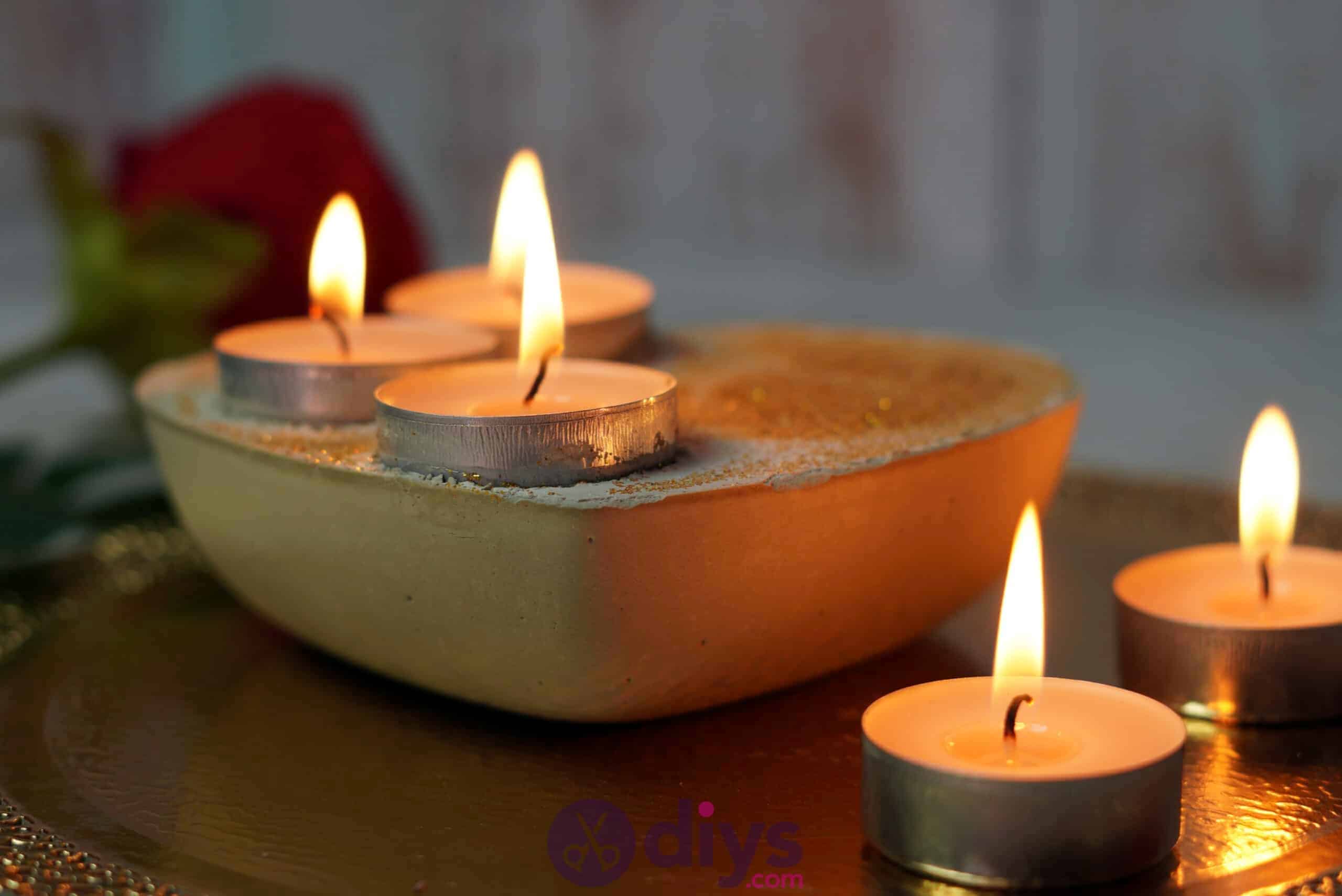 Diy concrete heart candle holder project