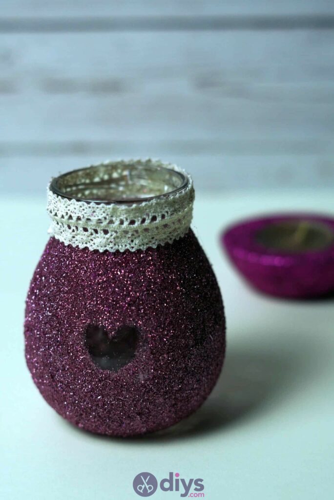 Diy flower glitter vase from glass jars diy