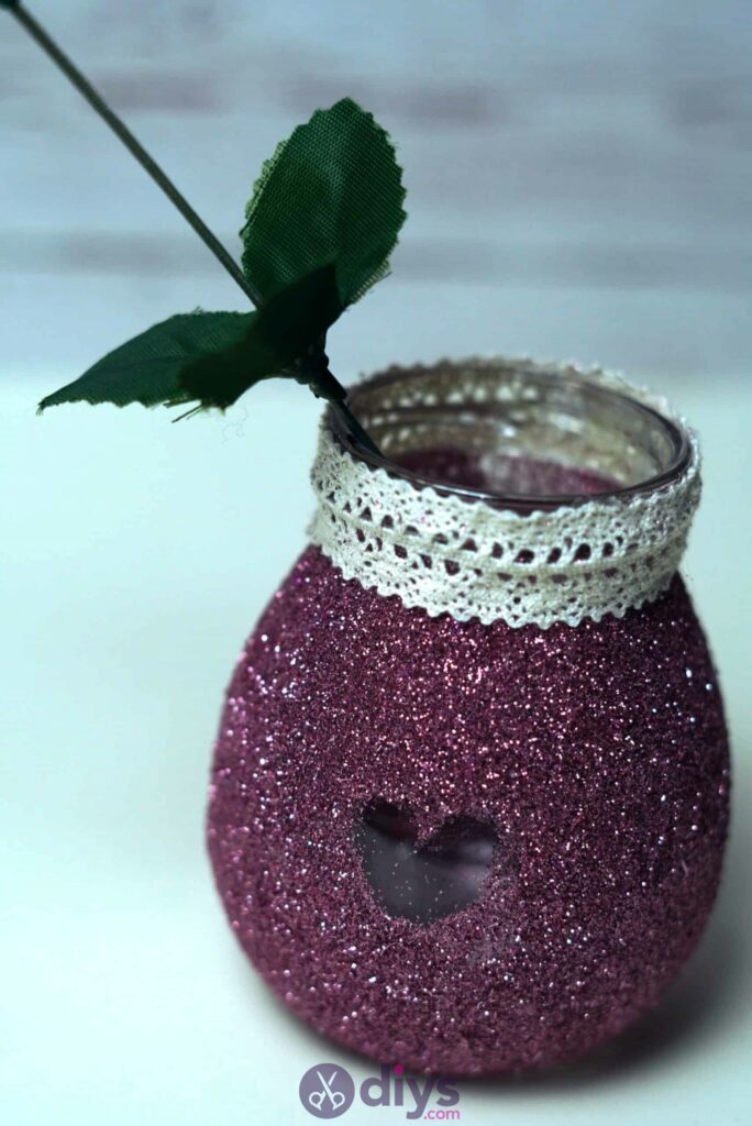 Diy flower glitter vase from glass jars simple