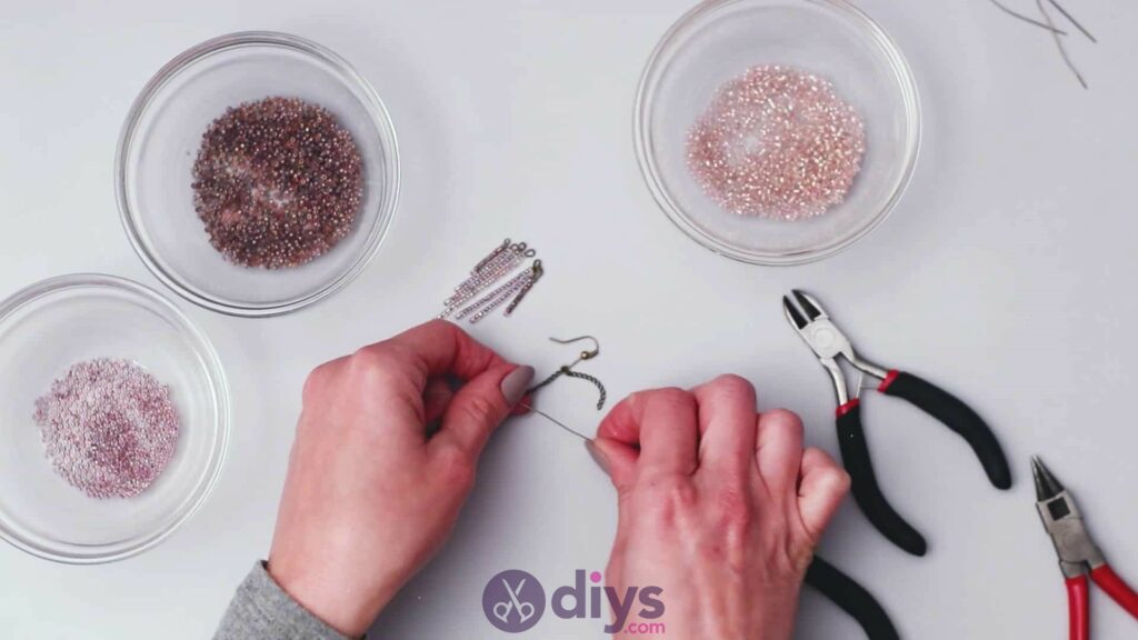 Diy seed bead fringe earrings step 6