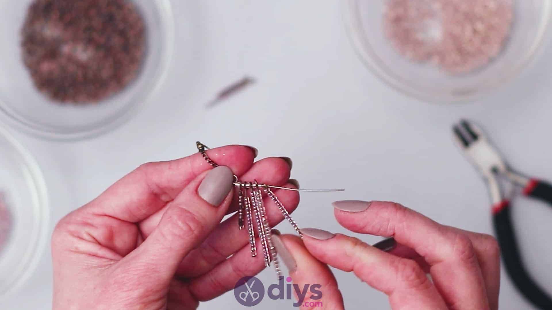 Diy seed bead fringe earrings step 6d