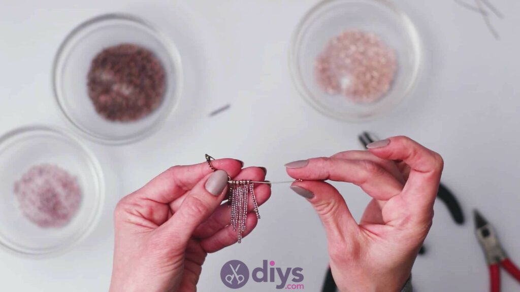 Diy seed bead fringe earrings step 6e